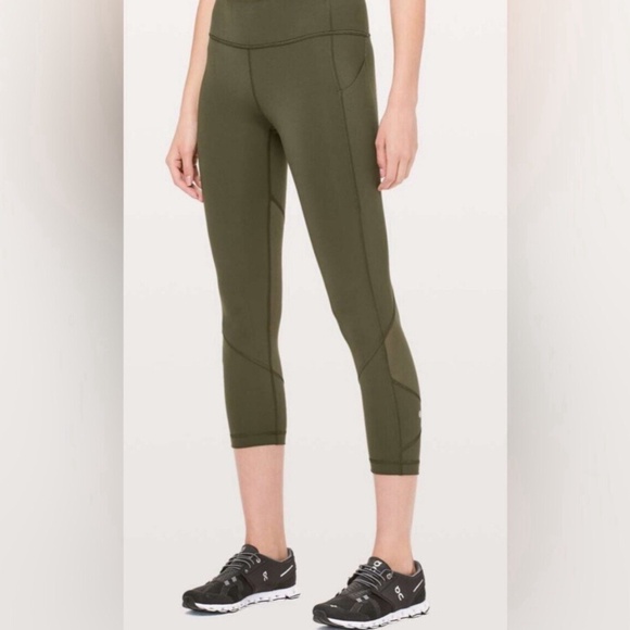 Lululemon Pace Rival Crop 23” Full On Luxtreme Tights Olive Green Size 8 - Picture 1 of 15